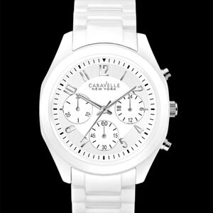 Caravelle New York by Bulova Women's Chronograph White Ceramic Bracelet Watch